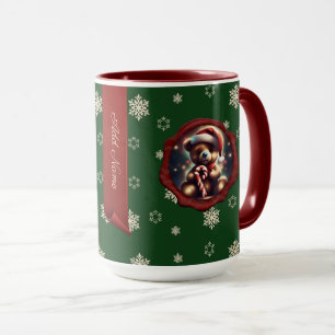 Mug Noël Teddy Candy personnalisé Bannière verte