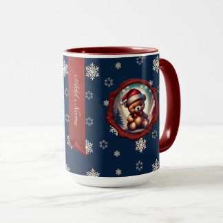 Mug Noël Teddy Startree Bannière personnalisée Bleu