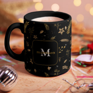 Mug Noël Vacances d'hiver moderne or Arche Monogramme