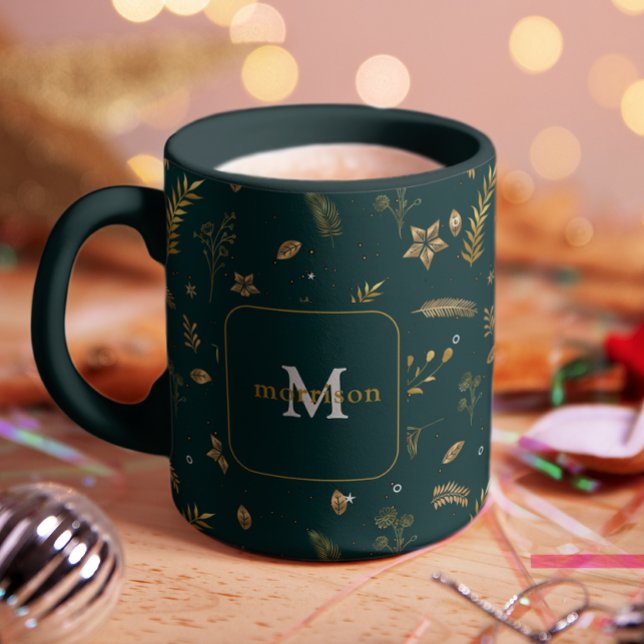 Mug Noël Vacances d'hiver moderne or Arche Monogramme (Créateur téléchargé)