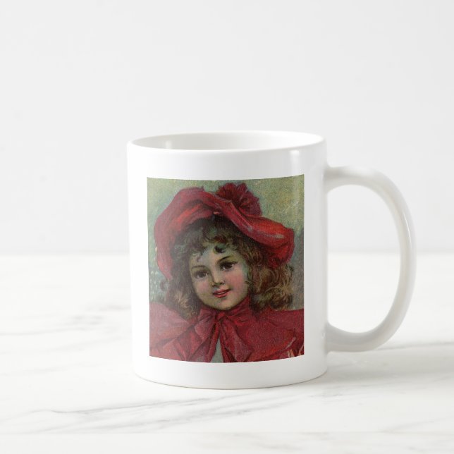 Mug Noël Victorien Enfant Rouge Casquette Portrait Fil (Droite)