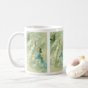 Mug Noël vintage, anges victoriens avec une cloche
