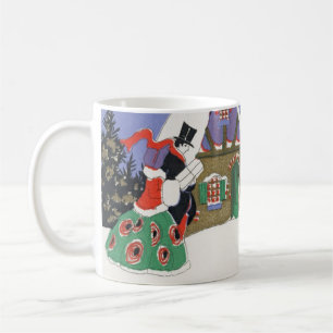 Mug Noël vintage, couple victorien allant à une fête