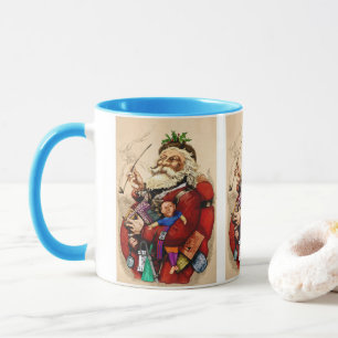 Mug Noël vintage, jouets à pipe de Père Noël victorien