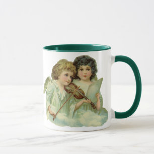 Mug Noël vintage, musique d'anges victoriens au violon