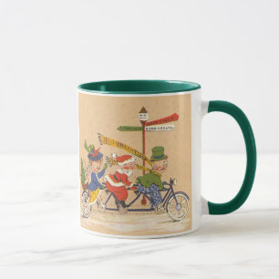 Mug Noël vintage, Père Noël à vélo