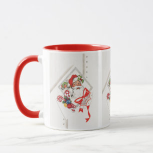 Mug Noël vintage, Père Noël avec cannes de bonbon