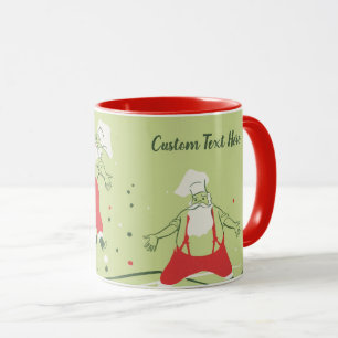 Mug Noël vintage, Père Noël chef avec dîner