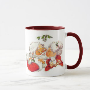 Mug Noël vintage Père Noël embrassant Mme Claus