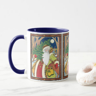 Mug Noël vintage, Père Noël en Forêt
