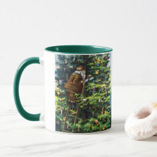 Mug Noël vintage, Père Noël victorien avec arbre