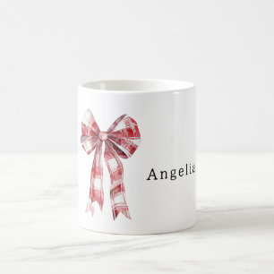 Mug Nœud à rayures carreaux rouges blancs