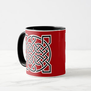 Mug Noeud de marin celtique, rouge profond, noir et bl