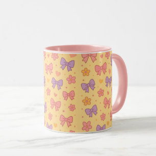 Mug Nœuds et Fleurs Pastel – Jolies Filles Jaunes