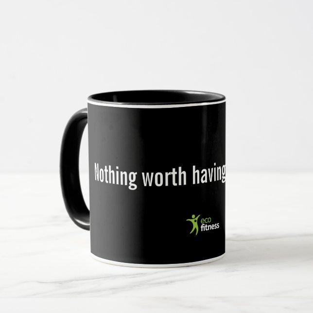 Mug noir 11 oz | Eco Fitness Rien De Véritable (Devant gauche)