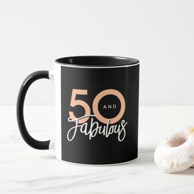 Mug Noir 50 et fabuleux moderne 50e anniversaire (Avec donut)