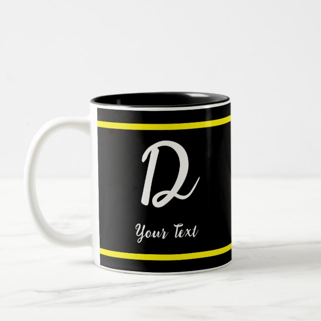 Mug noir avec lettre D (Gauche)