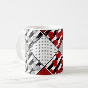 Mug Noir blanc avec patchwork rétro rouge