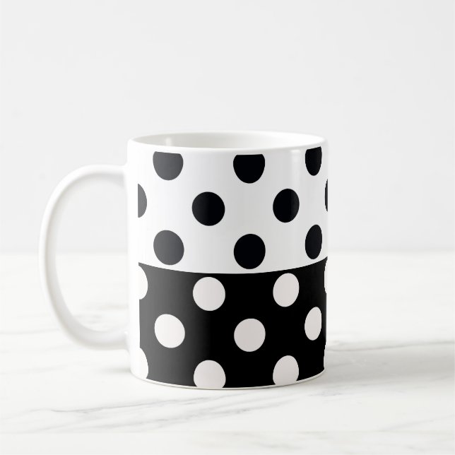 Mug Noir Blanc demi-couleur fractionné en Pois Inverse (Gauche)