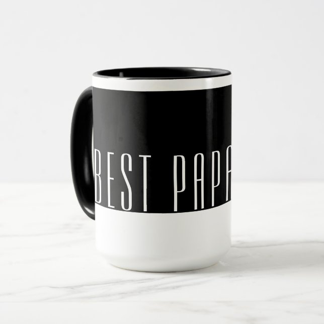 Mug Noir & Blanc moderne Meilleur PAPA jamais (Devant gauche)