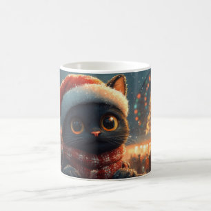 Mug Noir Chat Montagnes Russes Noël