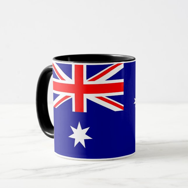 Mug noir Combo avec drapeau d'Australie (Devant gauche)