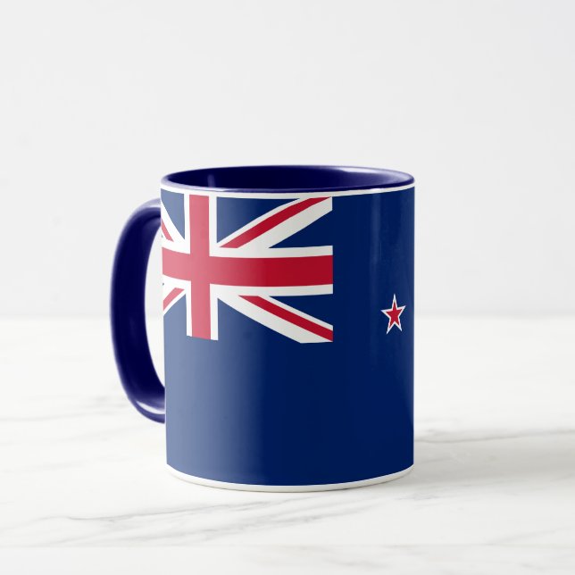 Mug noir Combo avec drapeau de la Nouvelle-Zélande (Devant gauche)