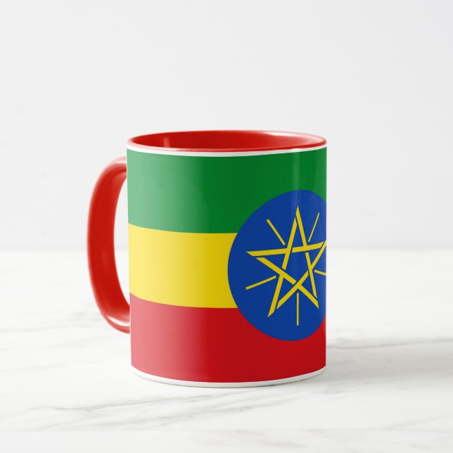 Mug noir Combo avec drapeau d'Ethiopie (Devant gauche)