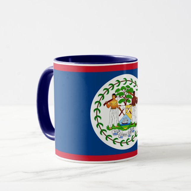 Mug noir Combo avec drapeau du Belize (Devant gauche)