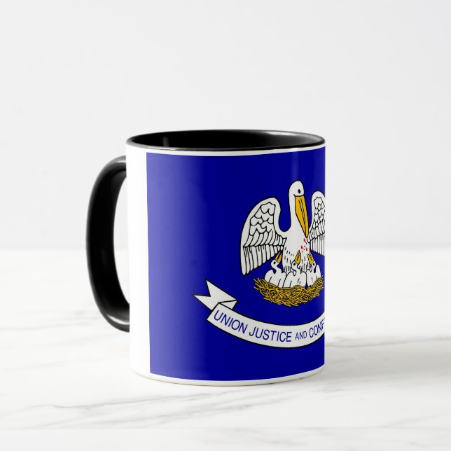 Mug noir Combo avec le drapeau de la Louisiane, US (Devant gauche)