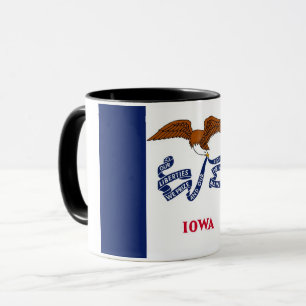 Mug noir Combo avec le drapeau de l'Iowa, USA
