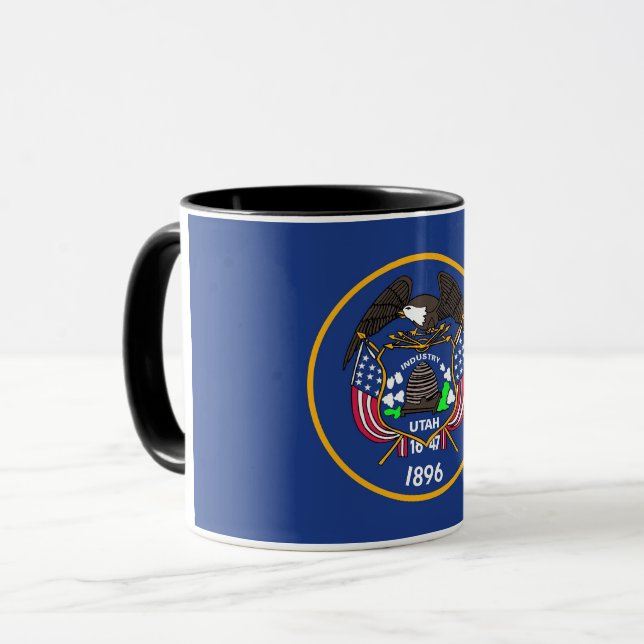 Mug noir Combo avec le drapeau de l'Utah, USA (Devant gauche)