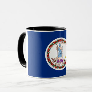 Mug noir Combo avec le drapeau de Virginie, USA