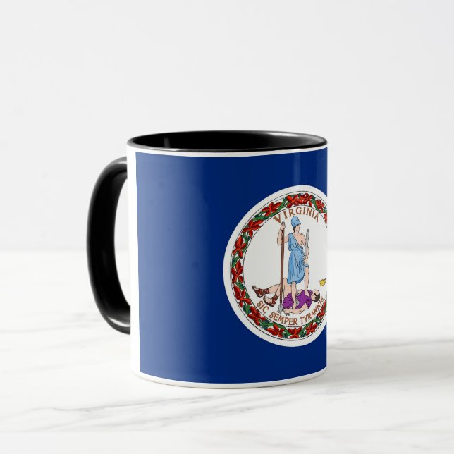 Mug noir Combo avec le drapeau de Virginie, USA (Devant gauche)