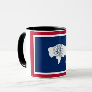 Mug noir Combo avec le drapeau du Wyoming, USA