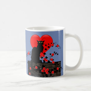 Mug Noir conversation aux roses rouges