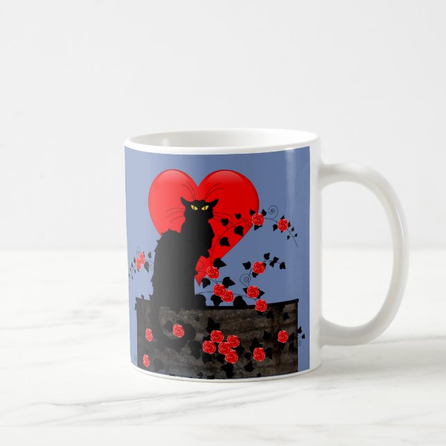 Mug Noir conversation aux roses rouges (Droite)