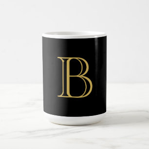 Mug Noir couleur or Monogramme professionnel Calligrap