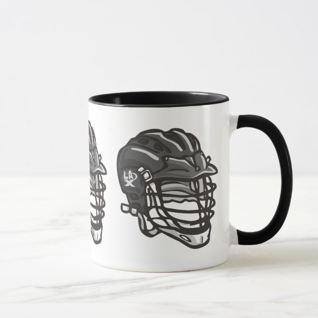 Mug Noir de casque de lacrosse (Droite)