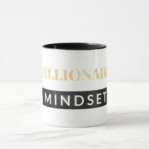 Mug Noir de mentalité de millionnaire et lettrage d'or