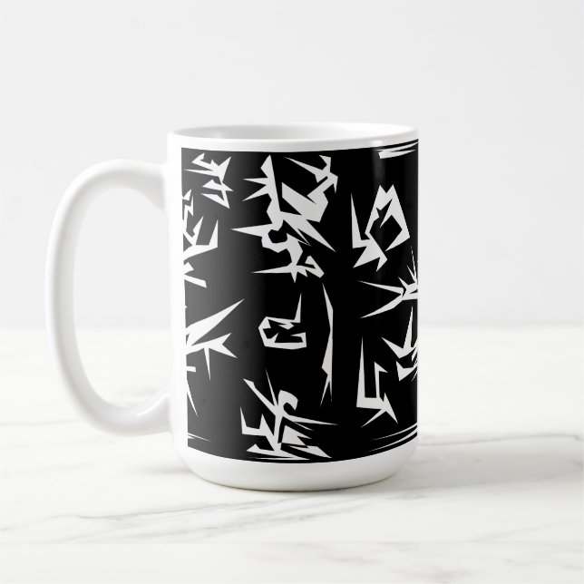 Mug Noir Et Blanc Abstrait Art Funky (Gauche)