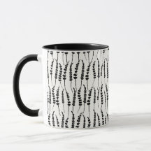 Mug noir et blanc avec Motif de fougères botanique