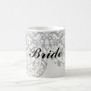 Mug noir et blanc damassé fleurit