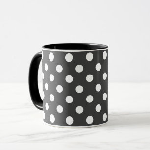 mug noir et blanc gris pois rétro
