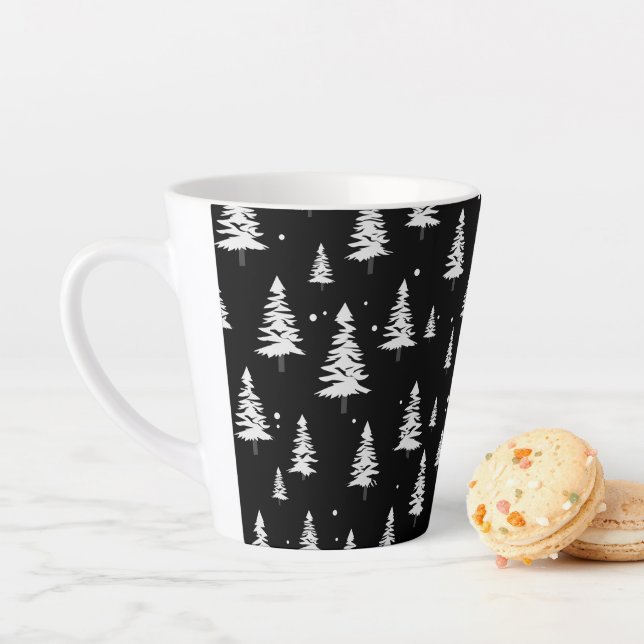 Mug noir et blanc latte de Noël (En situation)