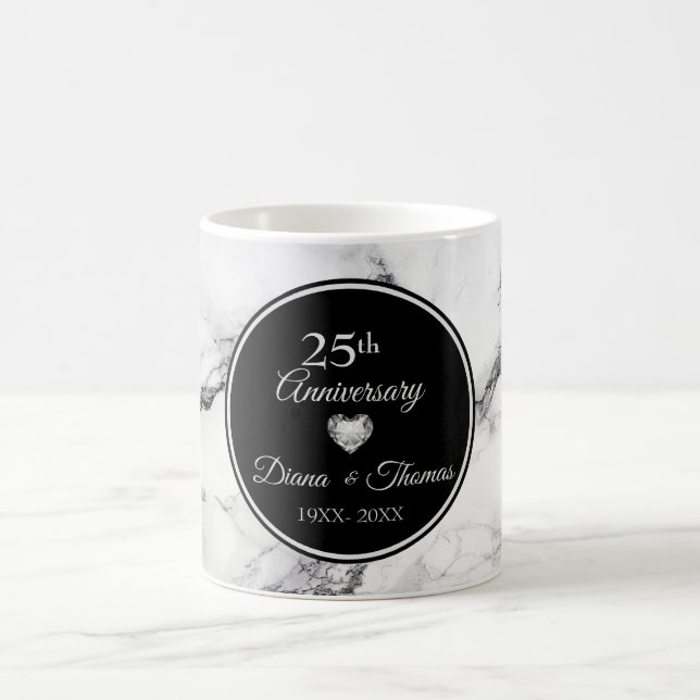 Mug Noir Et Blanc Marbré Et Coeur (Centre)