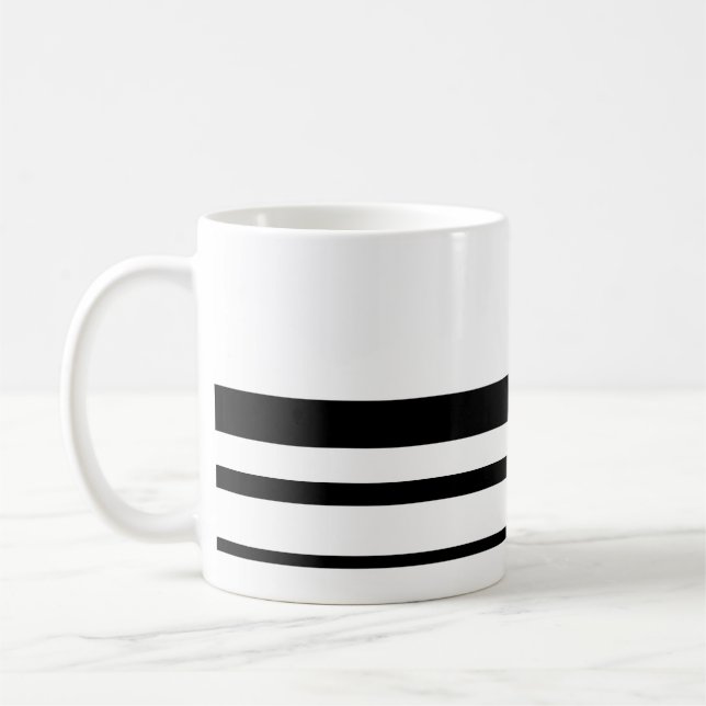 Mug Noir et blanc minimal trois bandes (Gauche)