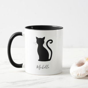 Mug Noir et blanc Nom mignon Chat noir