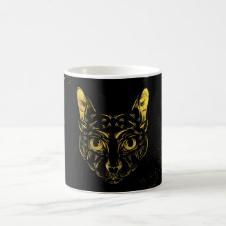 Mug Noir et chat de Sphynx d'or sur Egypitan grunge
