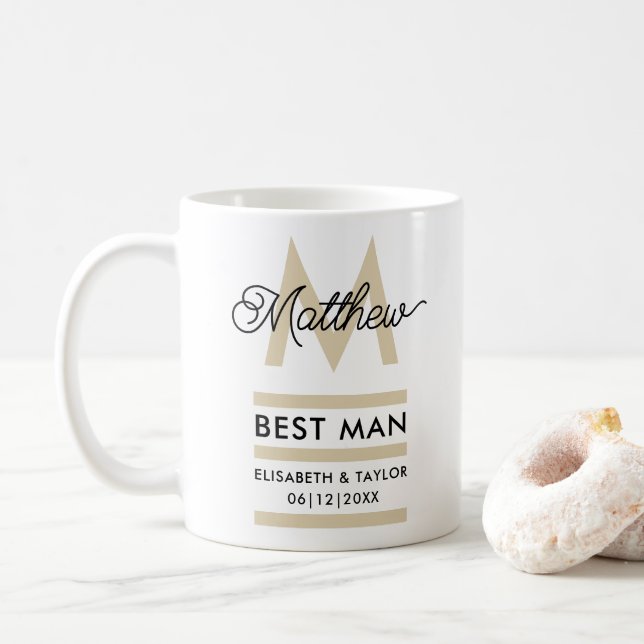 Mug Noir et or moderne Ajouter nom et monogramme Best  (Avec donut)